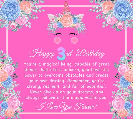 JGF 3-5 Unicorn Necklace For Girls 3 Year Old Happy 3rd Birthday Plaque Decorations