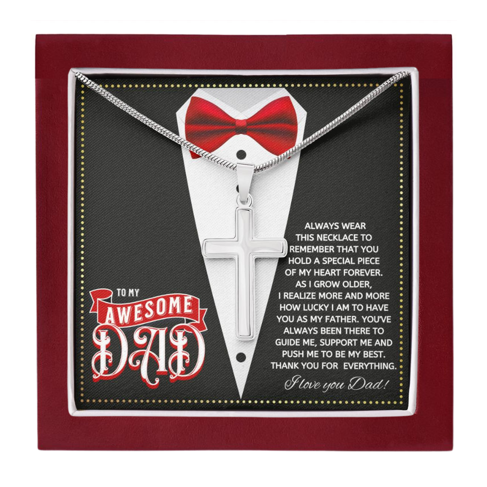 JGF Jewelry Gifts for Family Cross Necklace For Men Silver To My Amazing Awesome Dad