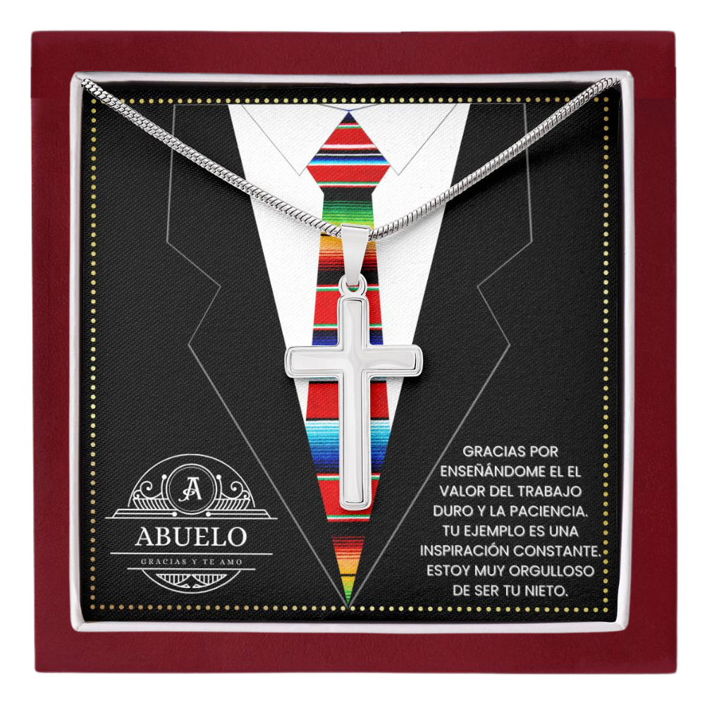 SpanishGrandPa22 JGF Jewelry Gifts for Family Regalo Para Abuelo Cross Necklace for Happy Birthday Grandpa Card Spanish