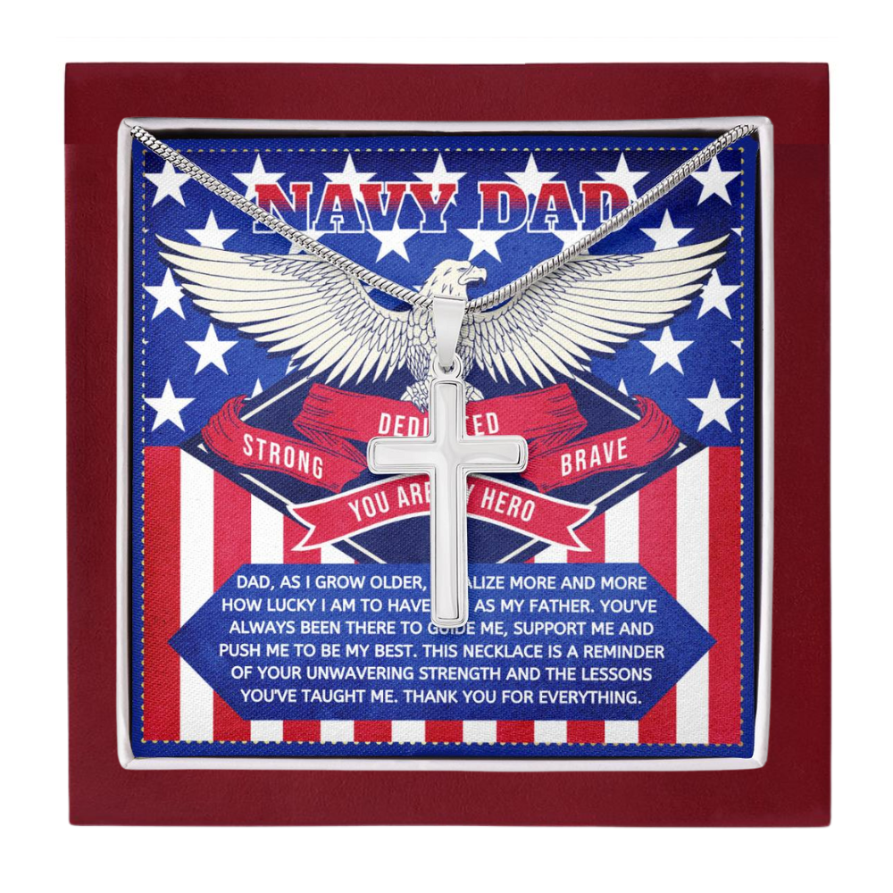 JGF Jewelry Gifts for Family Cross Necklace US Marine Navy Gifts for Dad Men in Military