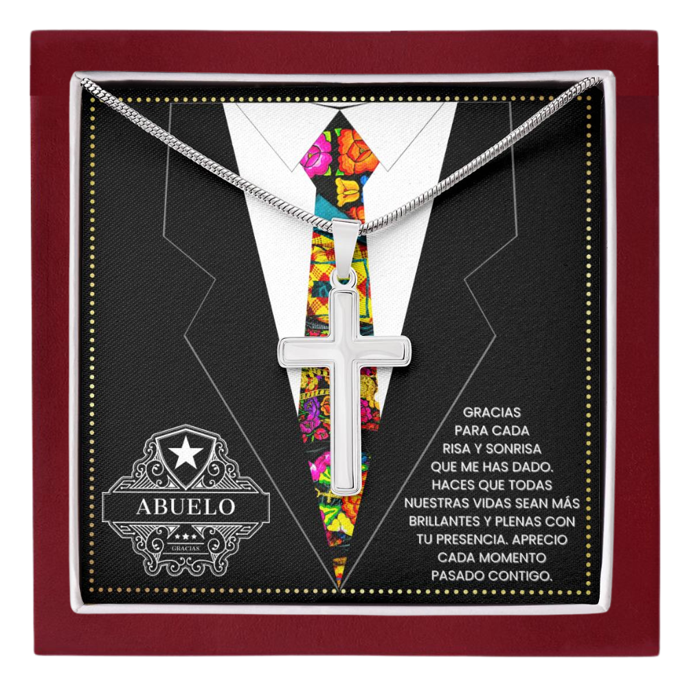 SpanishGrandPa21 JGF Jewelry Gifts for Family Regalo Para Abuelo Cross Necklace for Grandpa Birthday Card Spanish