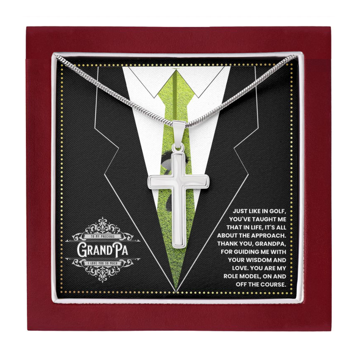 JGF Jewelry Gifts for Family Cross Necklace For Grandparents Grandpa Birthday Gifts Golf Theme