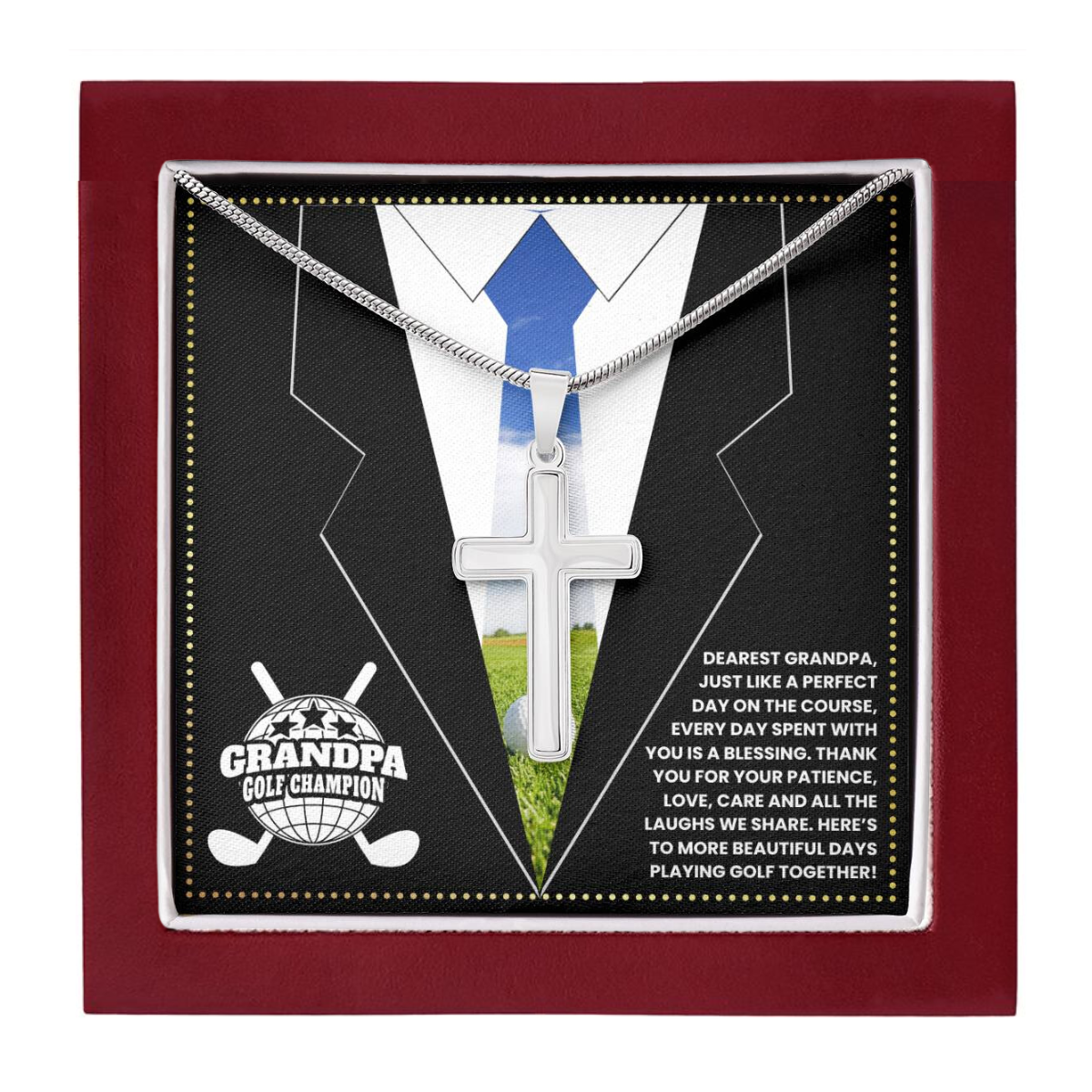 JGF Jewelry Gifts for Family Cross Necklace For Grandpa Golf Birthday Gifts