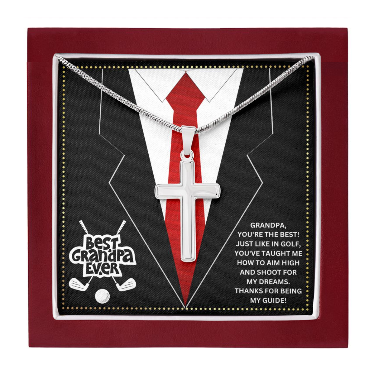 JGF Jewelry Gifts for Family Gifts For Golfer Grandpa Cross Necklace Golf Theme Poppy Gifts For Fathers Day