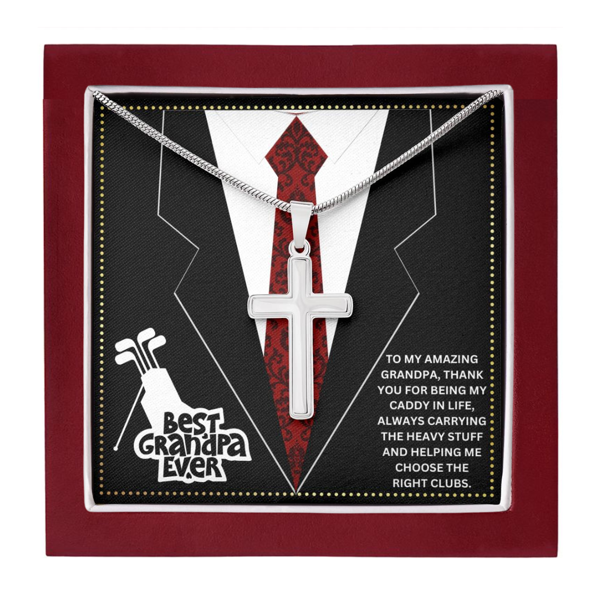 JGF Jewelry Gifts for Family Cross Necklace For Grandpa Golf Grandfather Gifts From Grandchildren