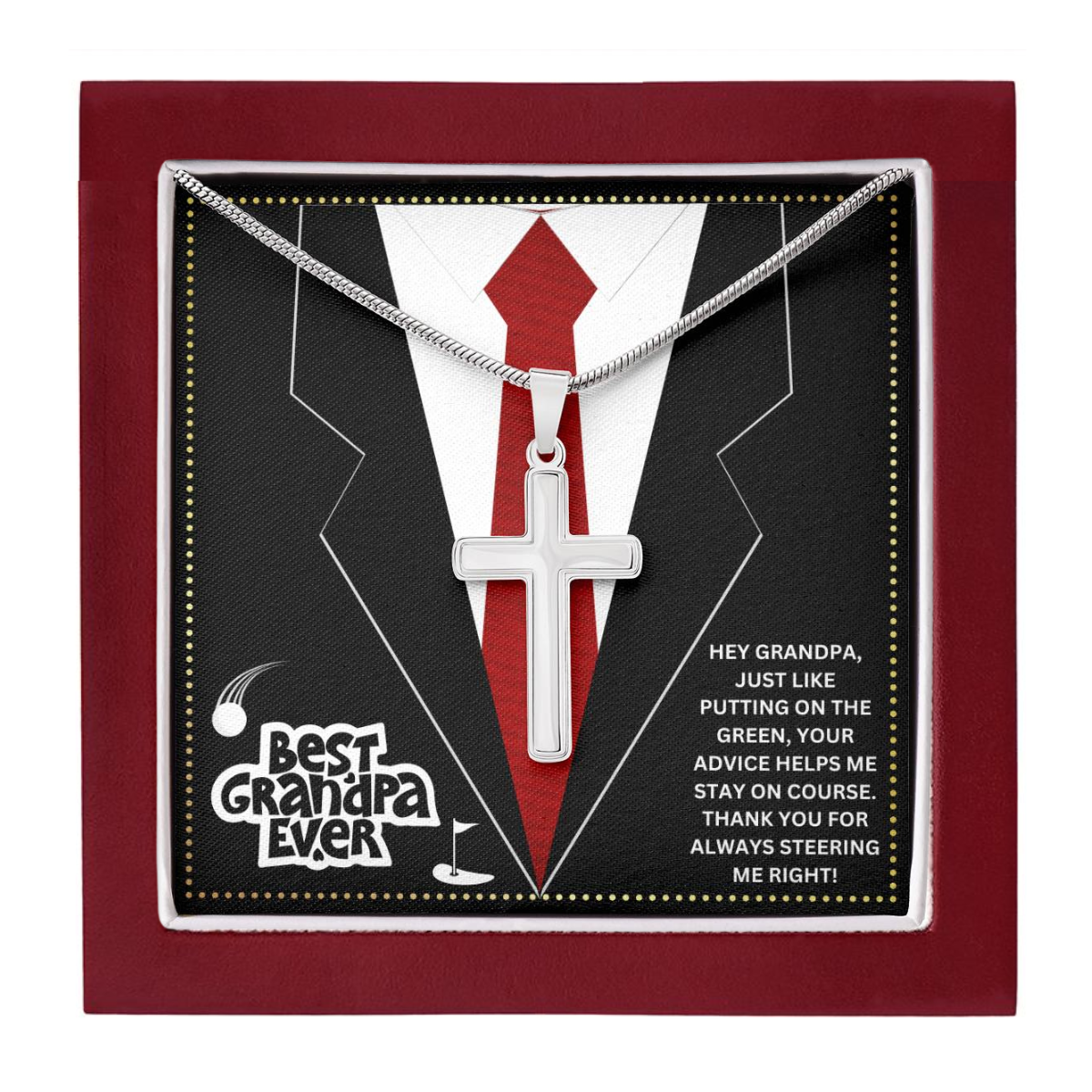 JGF Jewelry Gifts for Family Cross Necklace For Grandpa Grandfather Golf Gift From Grandchildren