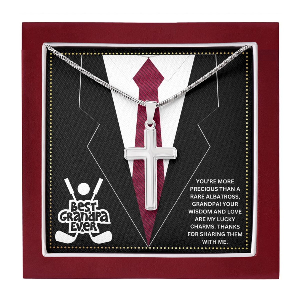 JGF Jewelry Gifts for Family Grandfather Gifts From Grandchildren Cross Necklace For Grandpa