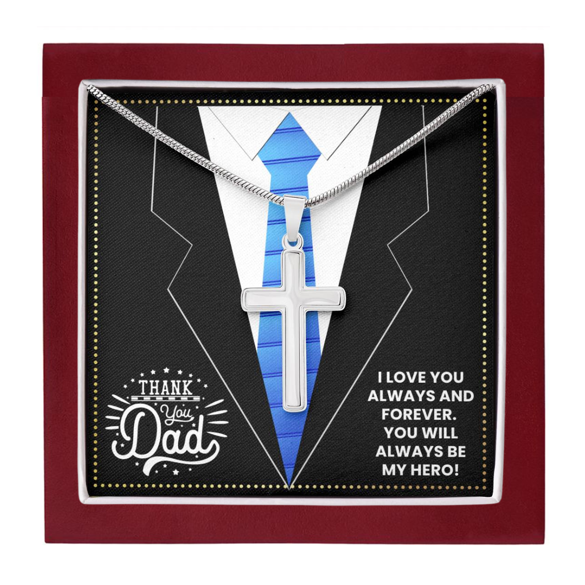 JGF Jewelry Gifts for Family Daddy Cross Necklace I Love My Dad 50th Birthday Card