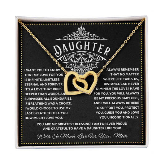 JGF Jewelry Gifts for Family To My Daughter Necklace From Mom Double Hearts