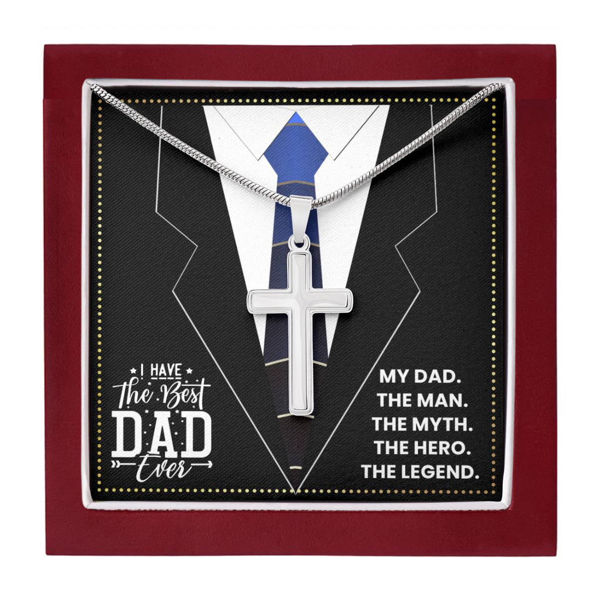 JGF Jewelry Gifts for Family Silver Cross Necklace For Dad From Son And Daughter