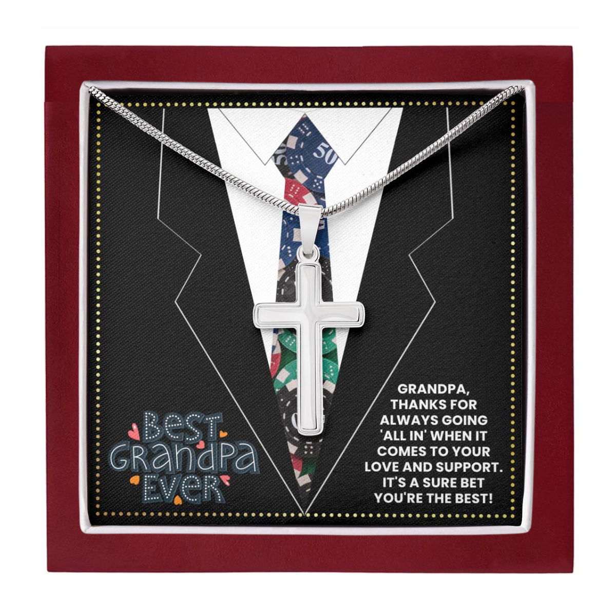 JGF Jewelry Gifts for Family Casino 80th Birthday Gifts For Grandpa Poker Gifts For Men Unique