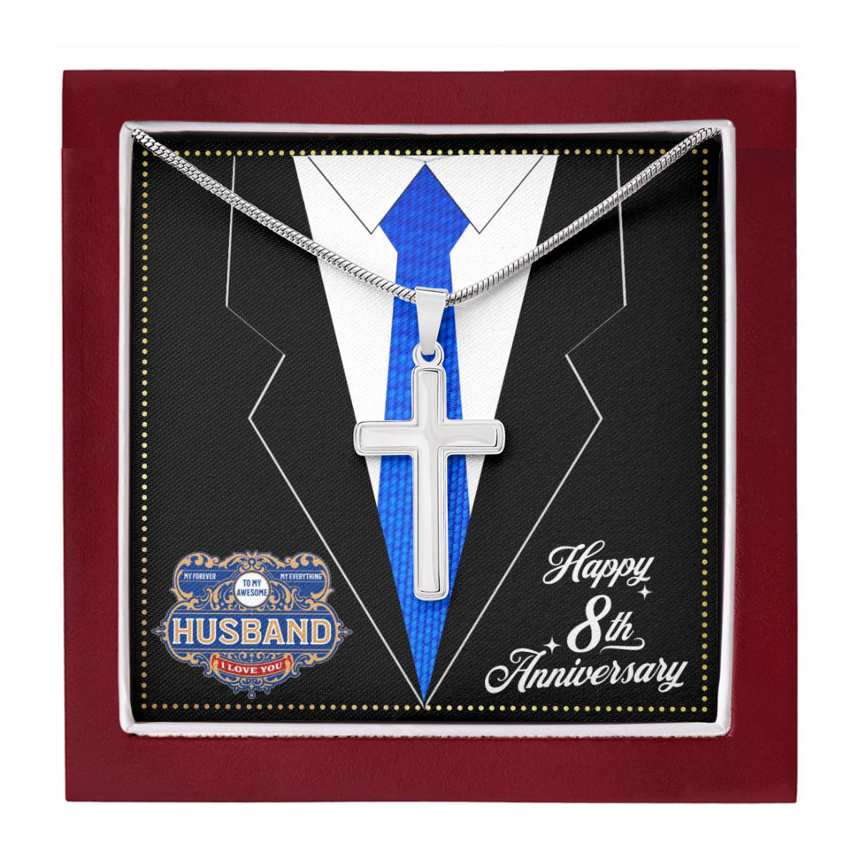 JGF Jewelry Gifts for Family 8 Year 8th Wedding Anniversary For Him Husband