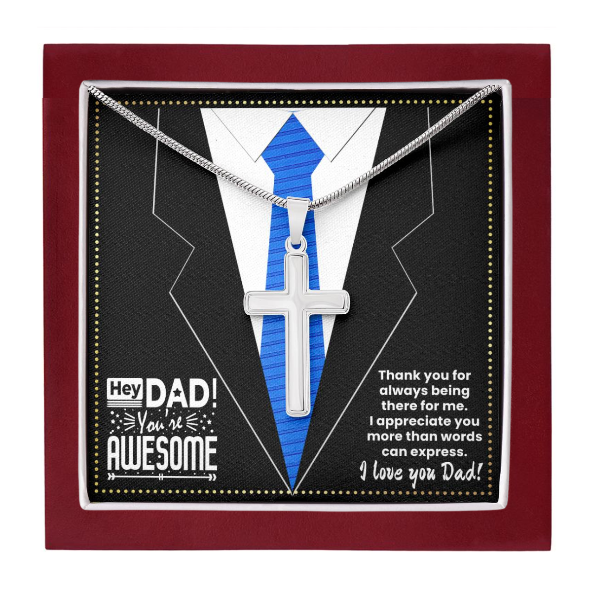 JGF Jewelry Gifts for Family Happy Birthday Daddy Gifts From Kids Cross Necklace For Men Stainless Steel