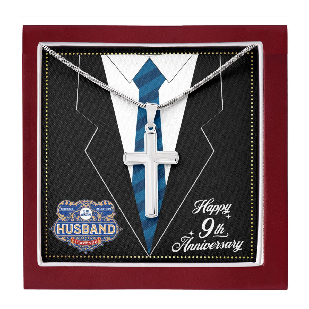 JGF Jewelry Gifts for Family 9 Year 9th Wedding Anniversary For Him Husband