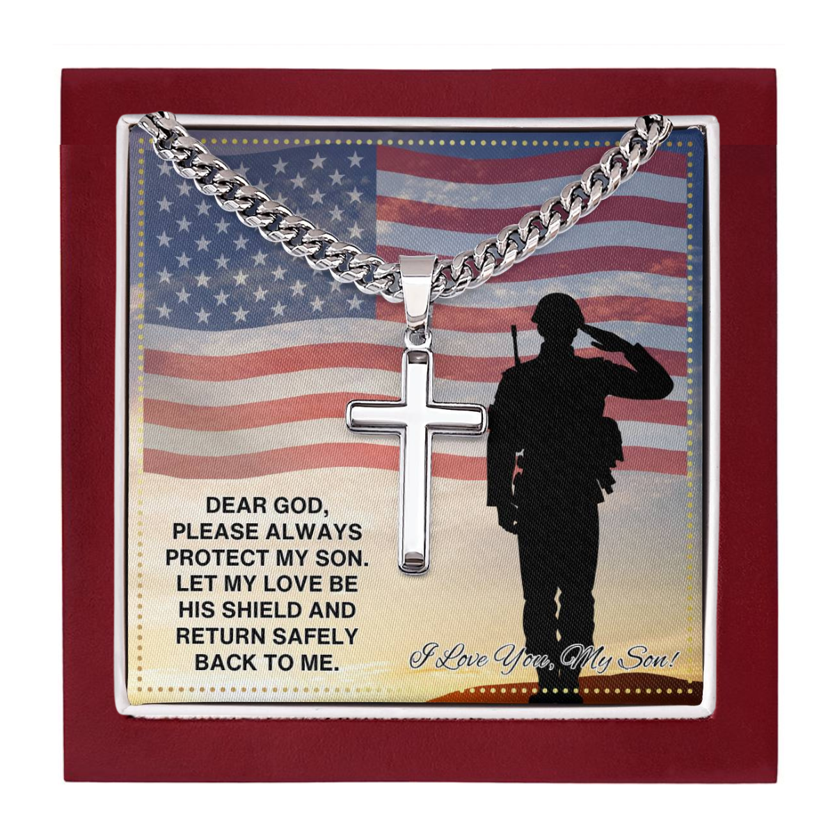 JGF Jewelry Gifts for Family Navy Military Gifts For My Son Cross US Army Necklace For Men