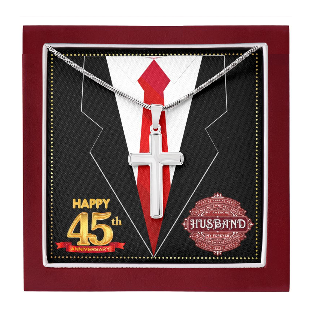 JGF Jewelry Gifts for Family 45th Anniversary Card For Men Him Husband