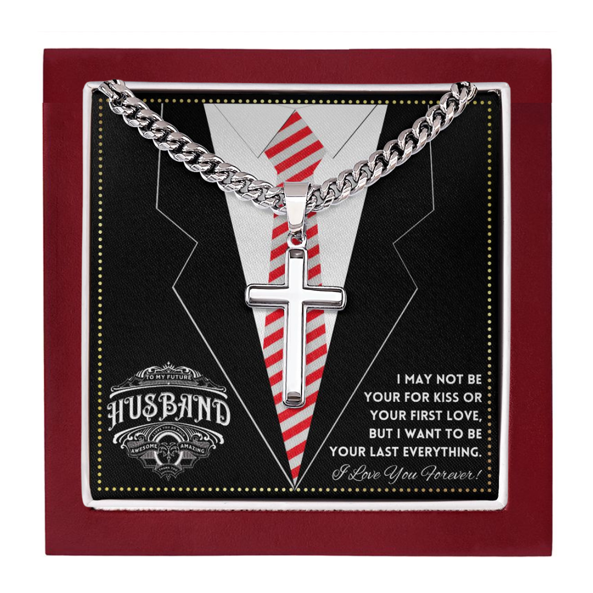 JGF Jewelry Gifts for Family To My Dear Future Husband Cross Necklace For Men