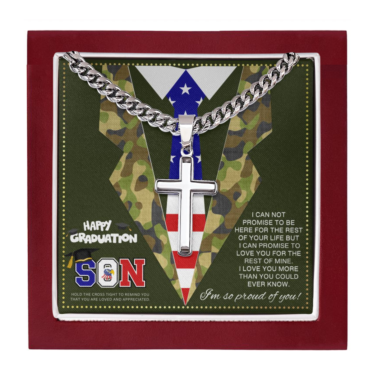 JGF Jewelry Gifts for Family Army Gifts for Men in Military Graduation Gifts For My Son Cross Necklace