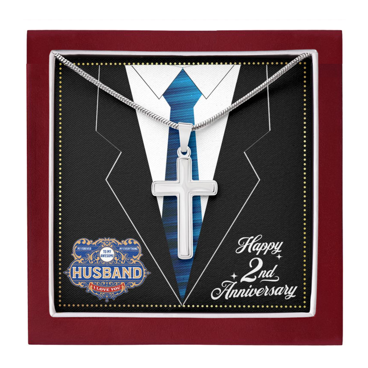 JGF Jewelry Gifts for Family 2 Year 2nd Wedding Anniversary For Him Husband
