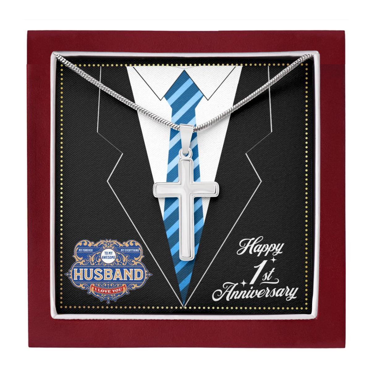 JGF Jewelry Gifts for Family 1 Year 1st Wedding Anniversary For Him Husband