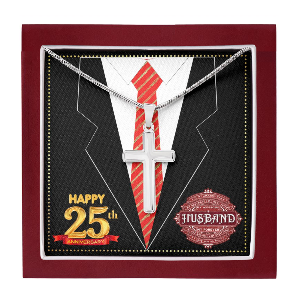 JGF Jewelry Gifts for Family 25th Anniversary Card For Men Him Husband
