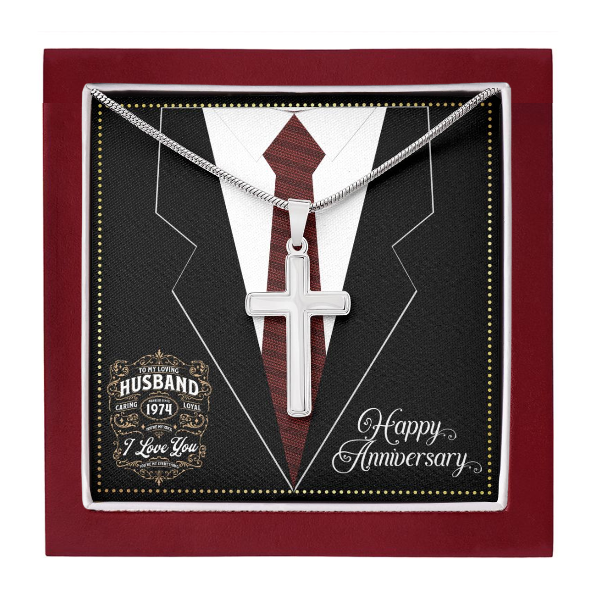 JGF Jewelry Gifts for Family Married Since 1974 Wedding Anniversary Card For Husband