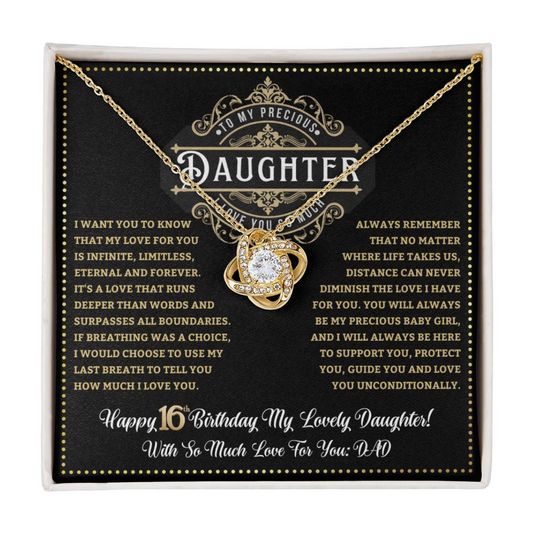 JGF Jewelry Gifts for Family Sweet 16 Necklace Jewelry Daughter Love Knot Necklace From Dad
