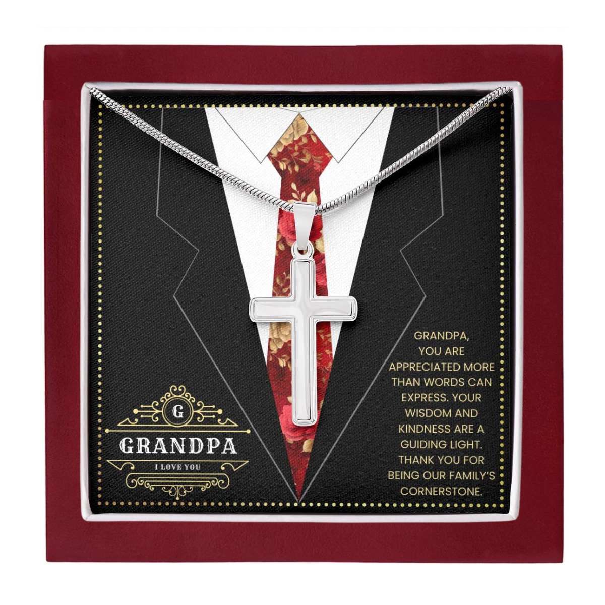 JGF Jewelry Gifts for Family Necklace For Grandpa And Me Birthday Card From Child