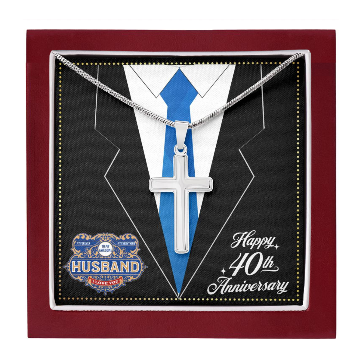 JGF Jewelry Gifts for Family 40 Year 40th Wedding Anniversary For Him Husband