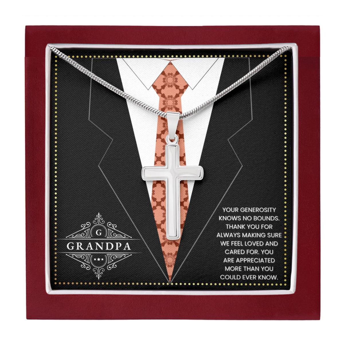 JGF Jewelry Gifts for Family Cross Necklace For Grandparents Grandpa 80th Birthday