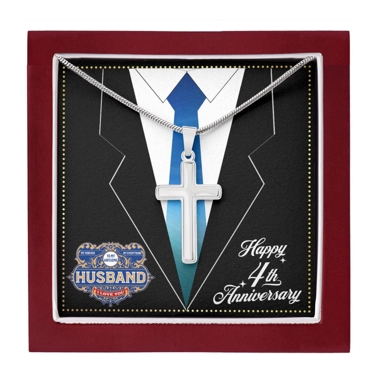 JGF Jewelry Gifts for Family 4 Year 4th Wedding Anniversary For Him Husband