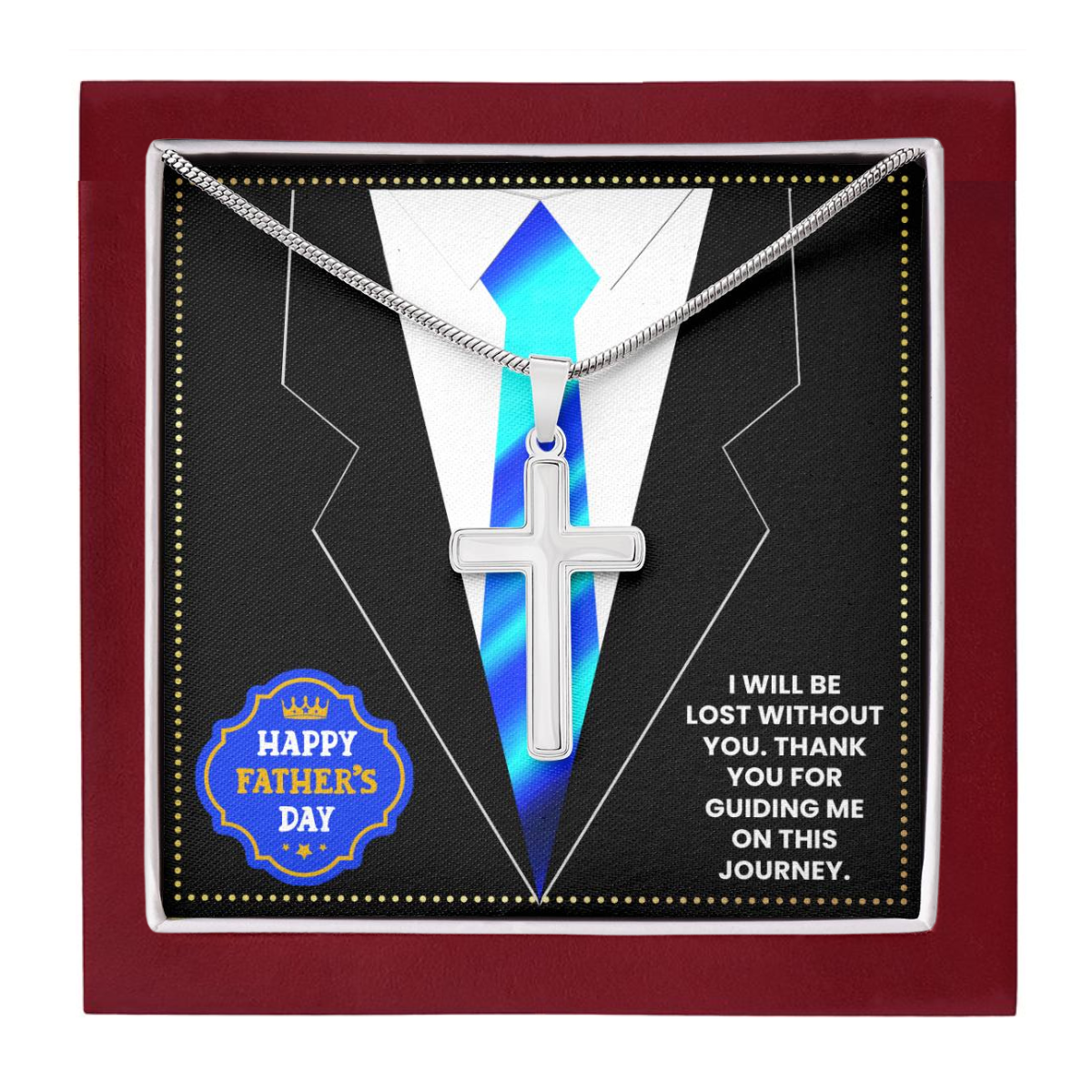 JGF Jewelry Gifts for Family New Dad Gifts For Men Christian Cross Necklace Silver