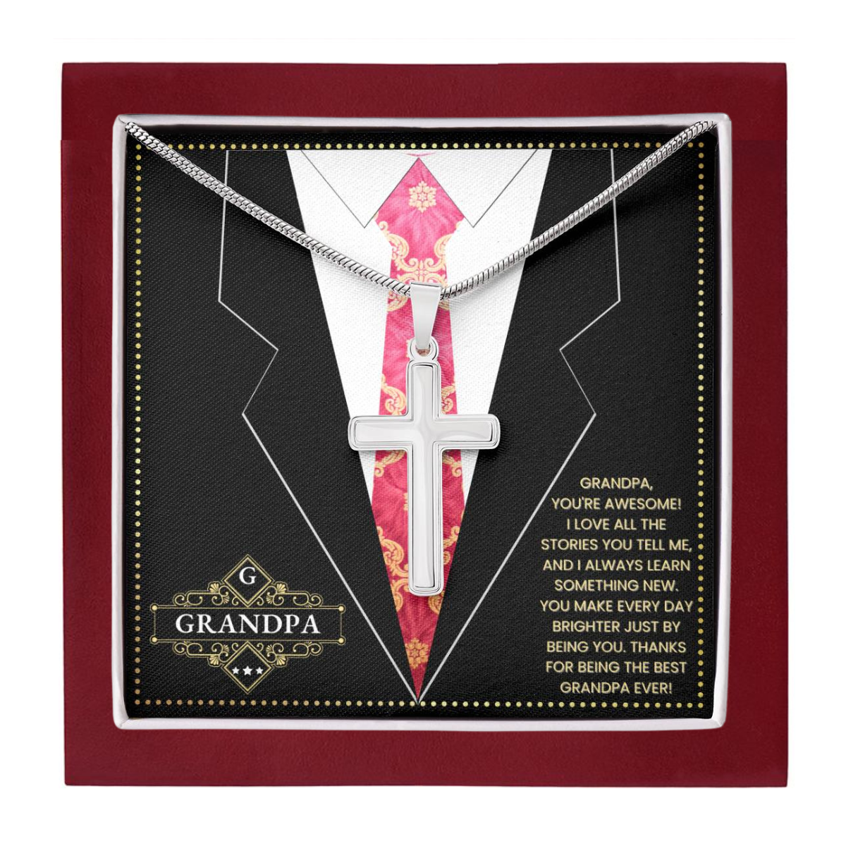 JGF Jewelry Gifts for Family Grandpa Birthday Card From Grandkids Necklace For Grandpa And Daughter