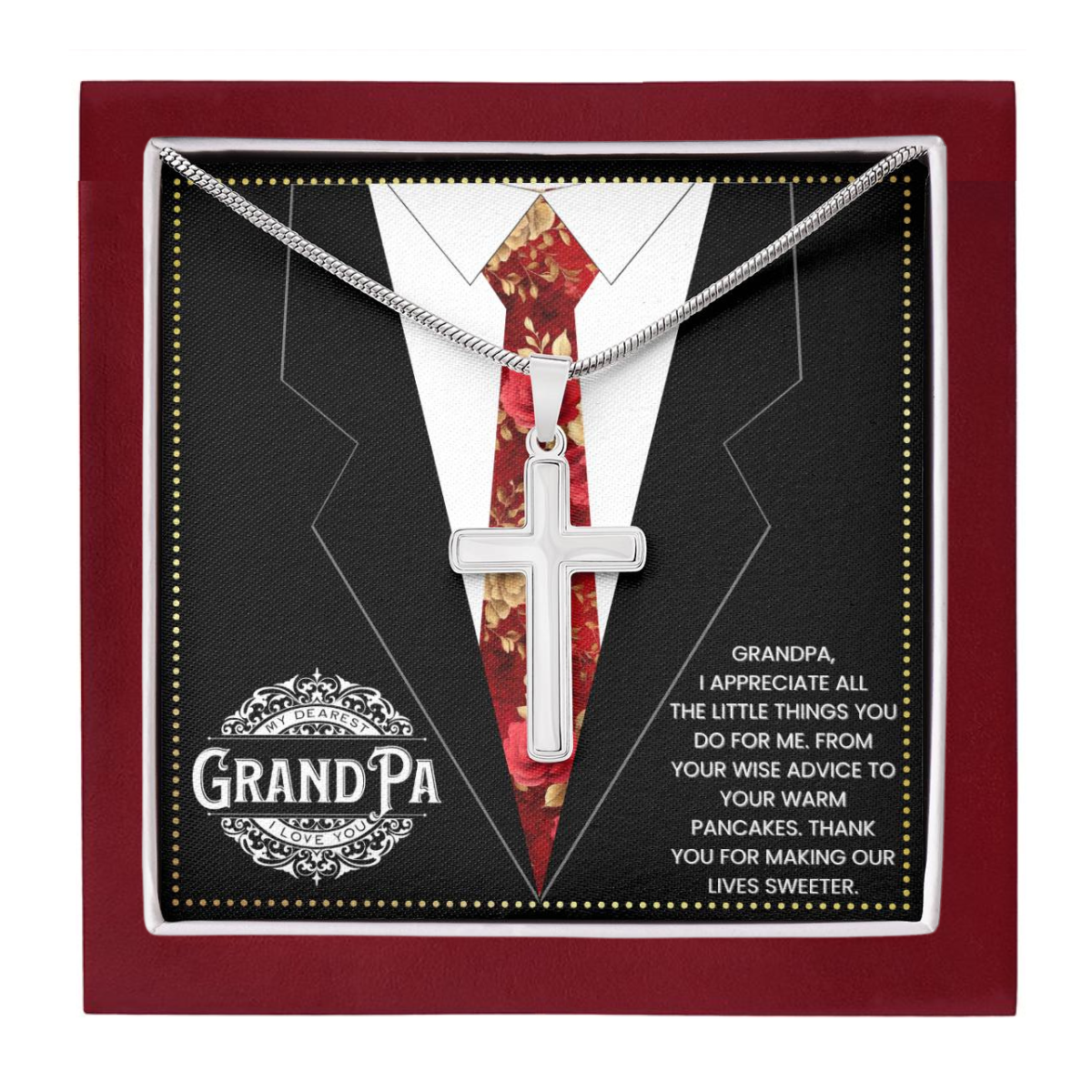 JGF Jewelry Gifts for Family Cross Necklace For Grandparent To My Grandpa Fathers Day Gift