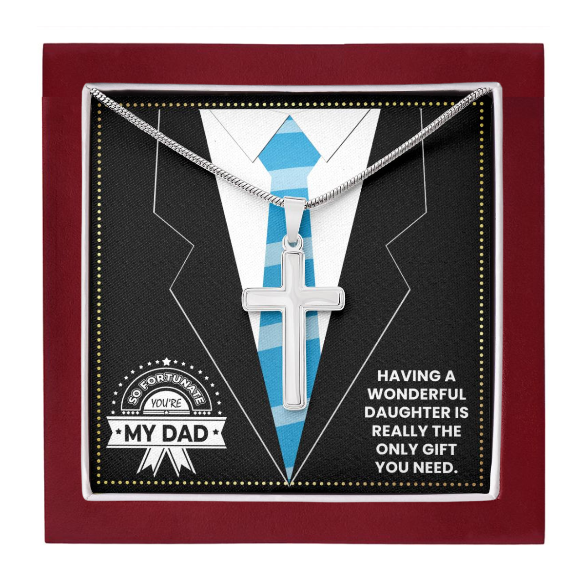 JGF Jewelry Gifts for Family Cross Necklace For Engineer Dad Gifts From Daughter