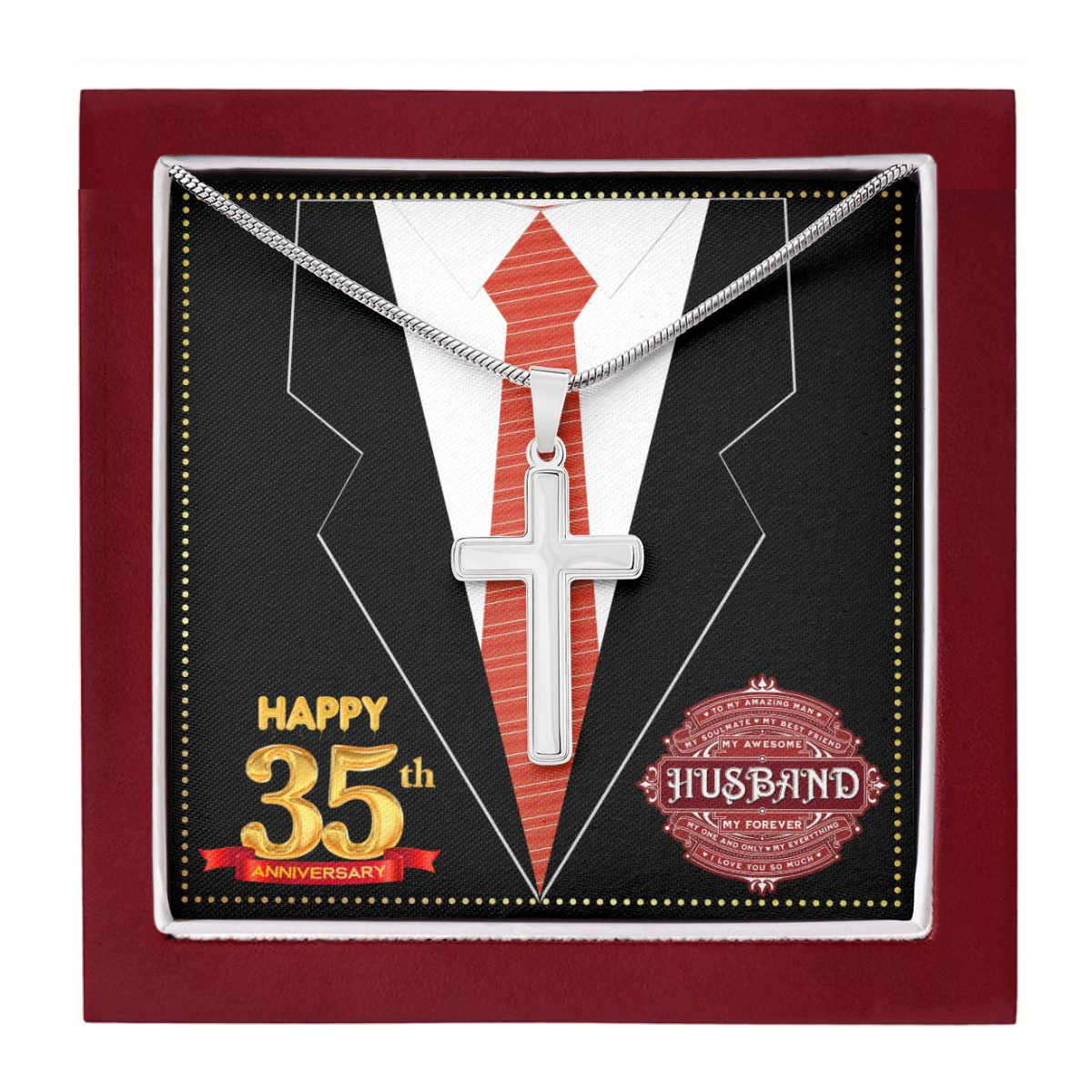 JGF Jewelry Gifts for Family 35th Anniversary Card For Men Him Husband