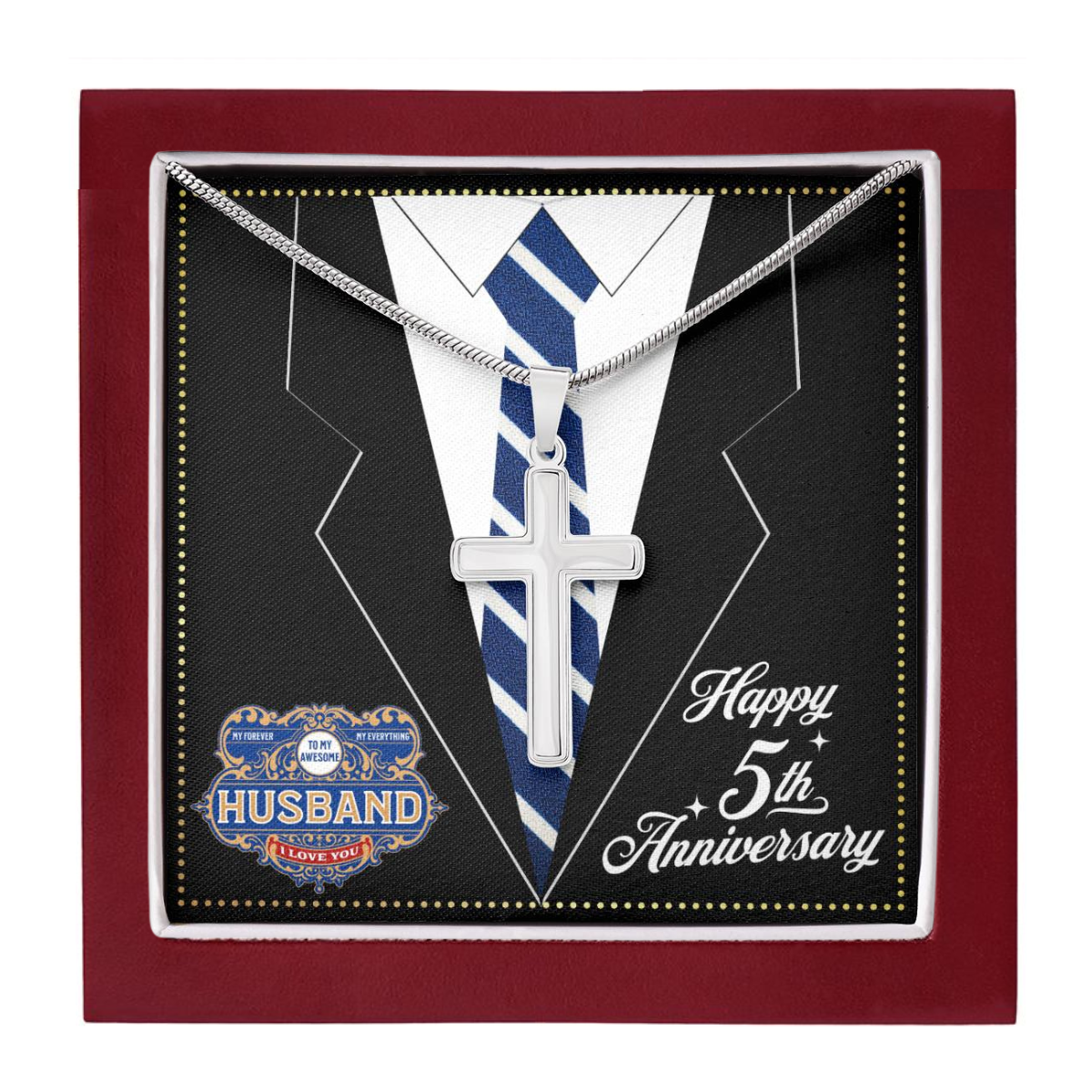 JGF Jewelry Gifts for Family 5 Year 5th Wedding Anniversary For Him Husband