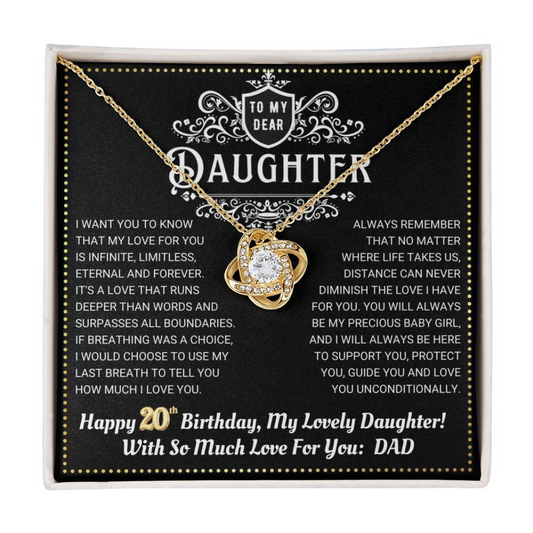 JGF Jewelry Gifts for Family Daughter 20th Birthday From Dad Love Knot Necklace