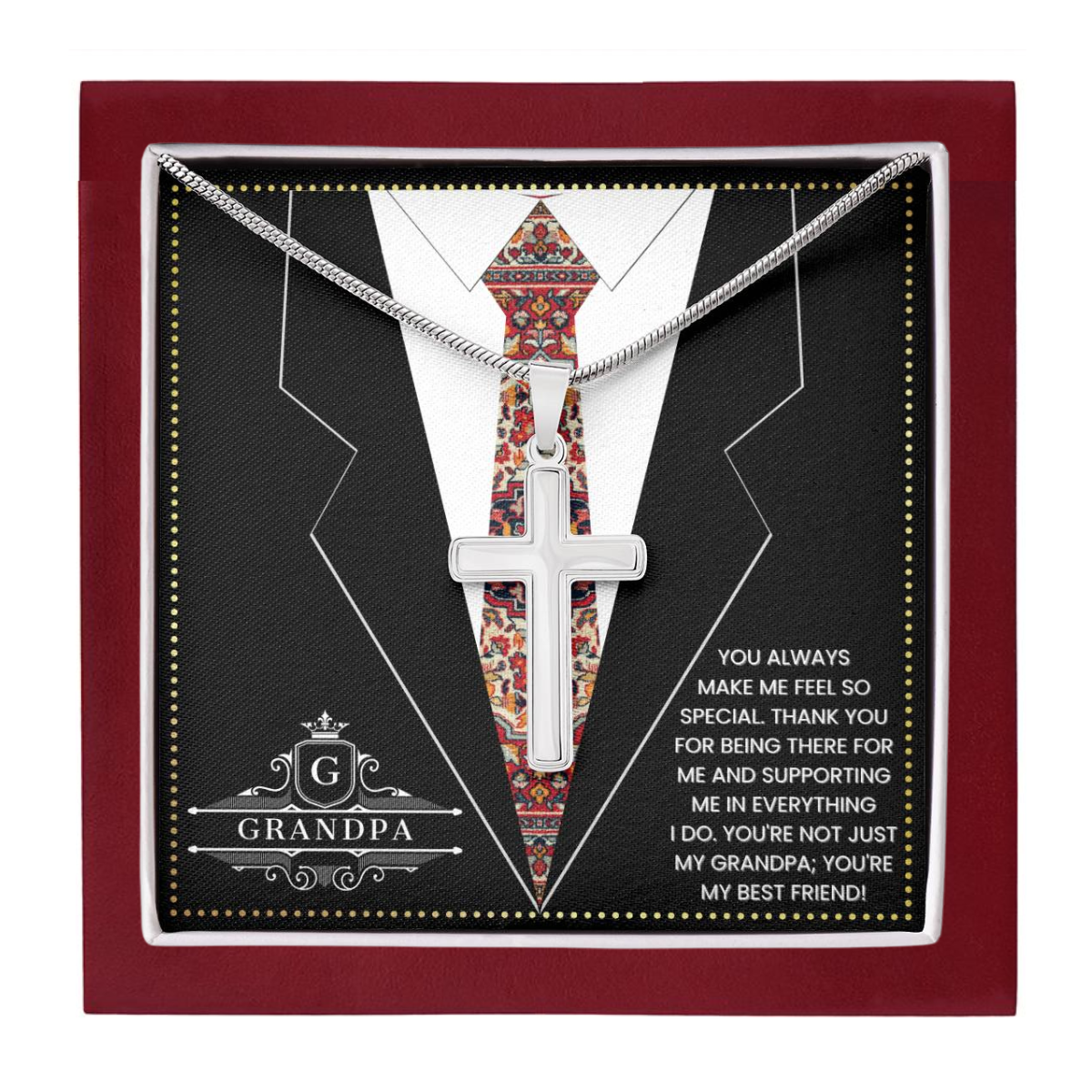 JGF Jewelry Gifts for Family To My Grandpa Fathers Day Gift Cross Necklace For Grandpa And Men