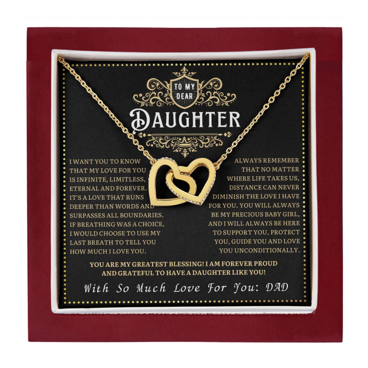 JGF Jewelry Gifts for Family Interlocking Hearts Necklace For Daughter From Dad