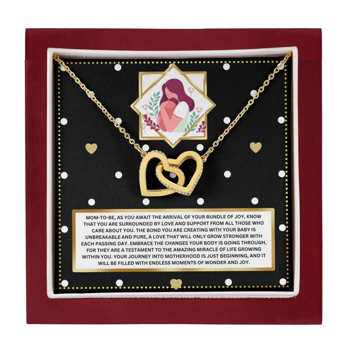 JGF Jewelry Gifts for Family Mom To Be Mothers Day Card Interlocking Heart Necklace