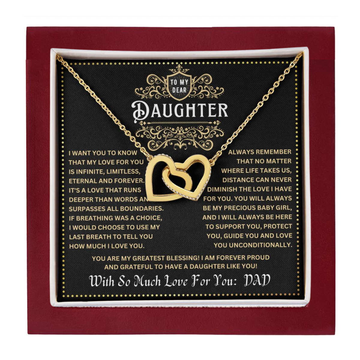 JGF Jewelry Gifts for Family Necklace For Daughter Gifts From Dad Interlocking Hearts