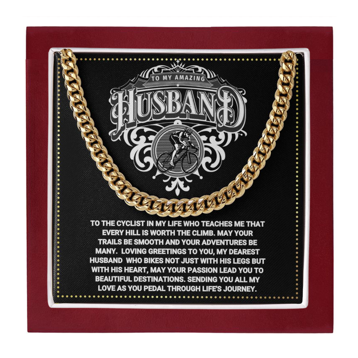 JGF Jewelry Gifts for Family Cuban Necklace For Men Bicycle Gifts For Husband Birthday