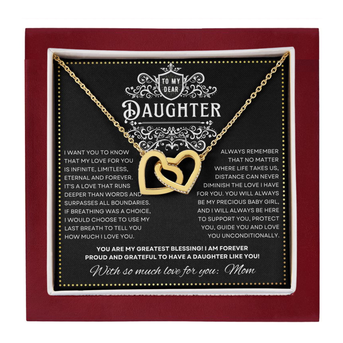 JGF Jewelry Gifts for Family 2 Hearts Intertwined Necklace Birthday Gifts For Daughter Adult From Mom