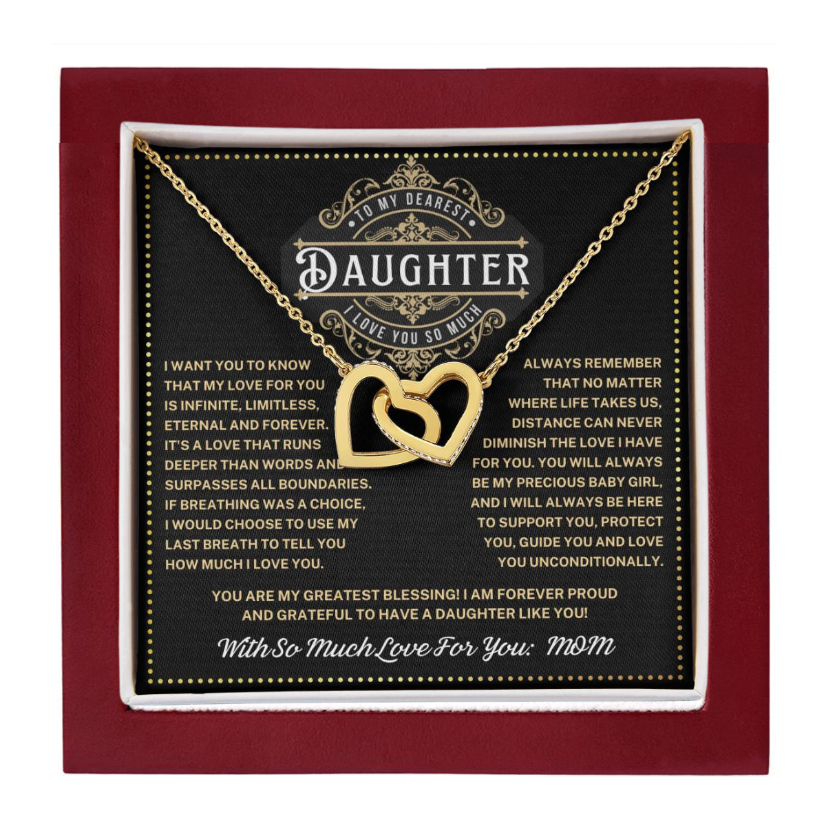 JGF Jewelry Gifts for Family Interlocking Heart Necklace To Our Daughter Gifts From Mom And Dad