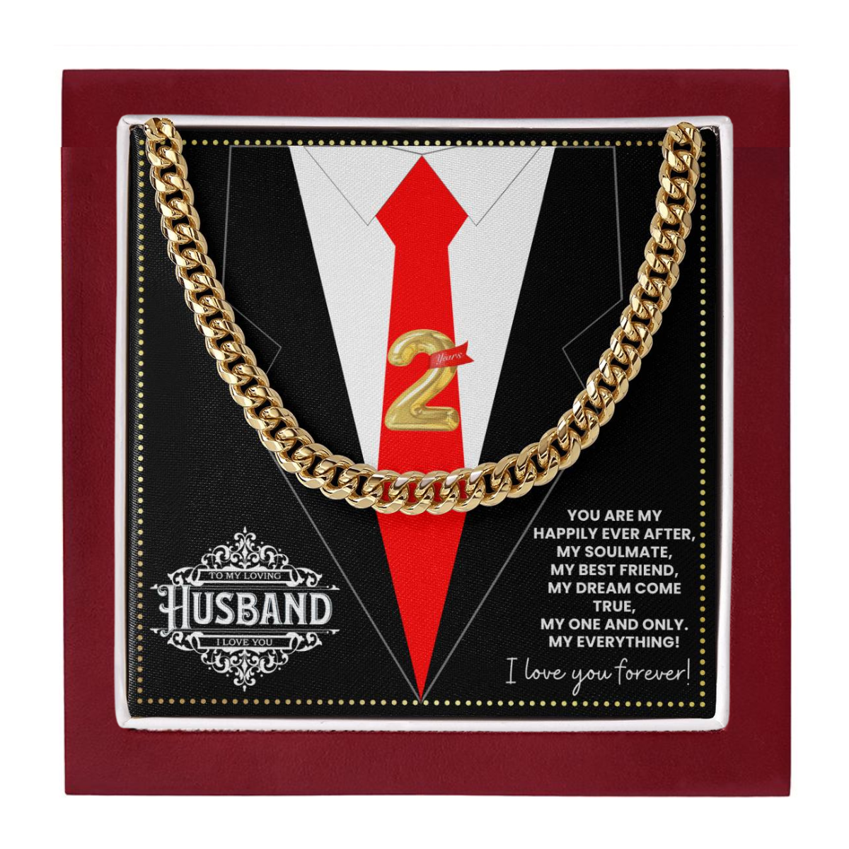 JGF Jewelry Gifts for Family 2nd Second Anniversary For Husband Chain Necklace For Men