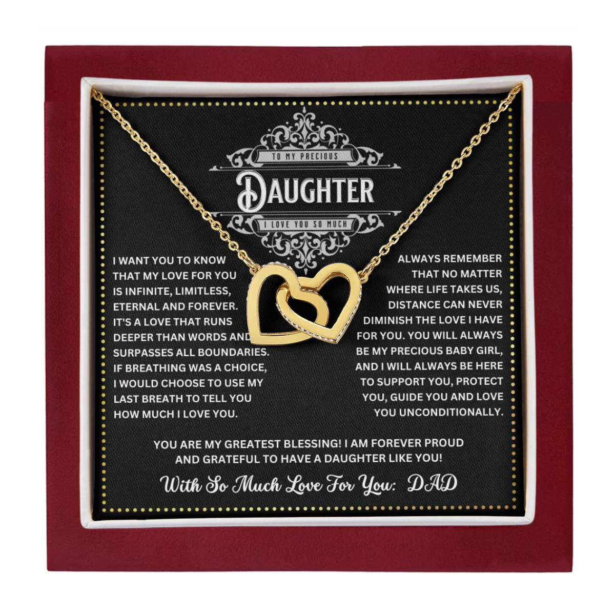 JGF Jewelry Gifts for Family Necklace For Daughter From Dad Interlocking Hearts