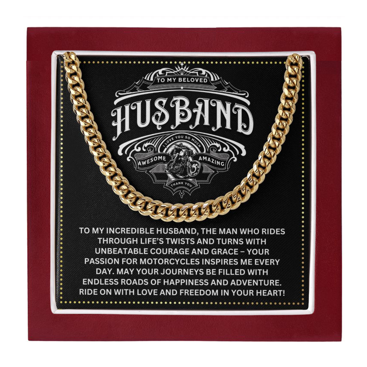 JGF Jewelry Gifts for Family Motorcycle Gifts For Husband Cuban Chain Necklace