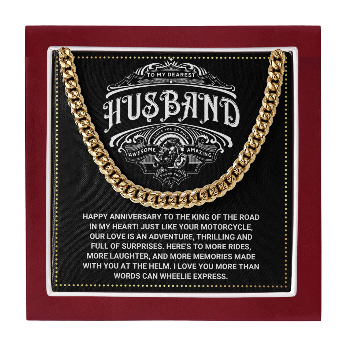 JGF Jewelry Gifts for Family Motorcycle Husband Gifts 50 Cuban Necklace From Wife