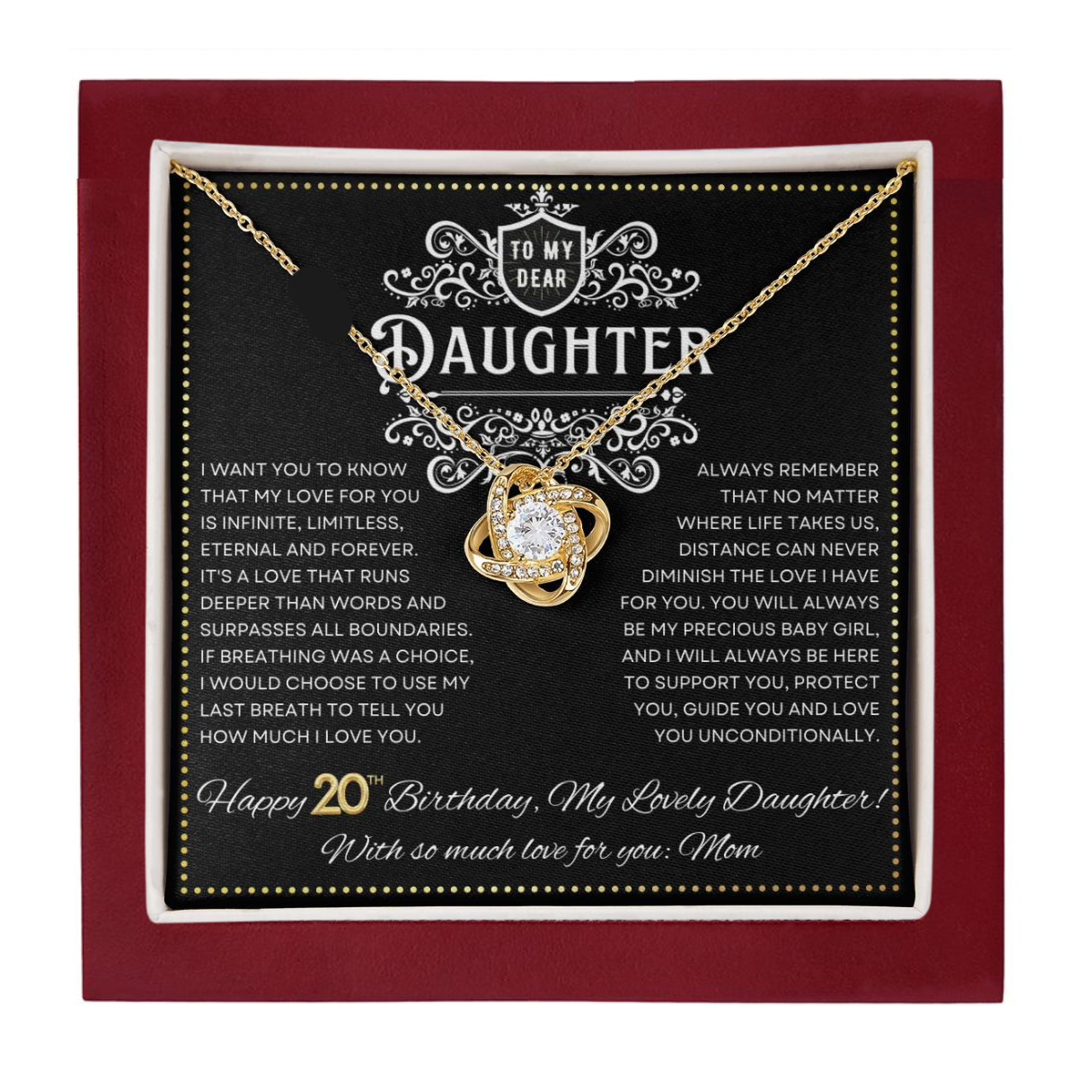 JGF Jewelry Gifts for Family Daughter 20th Birthday From Mom Love Knot Necklace